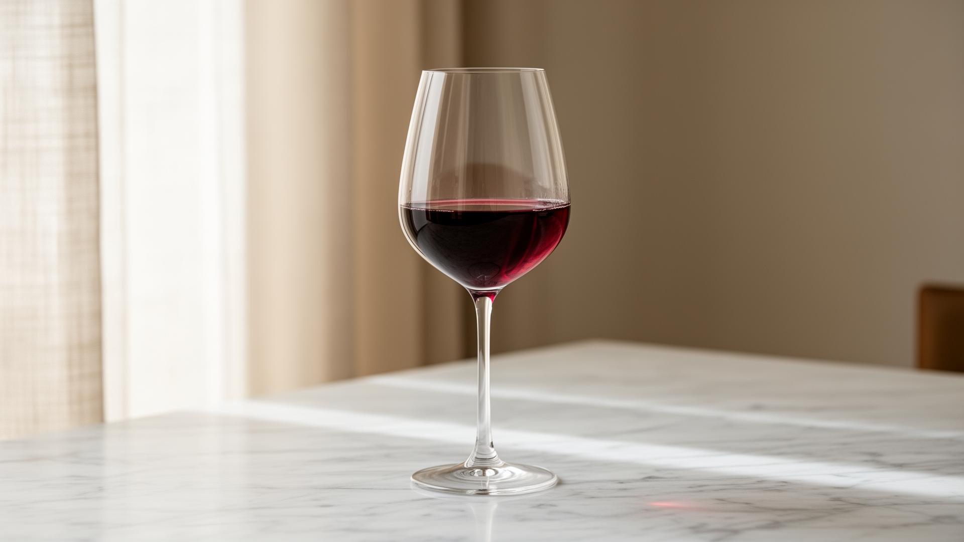 Elegant wine glass on marble surface